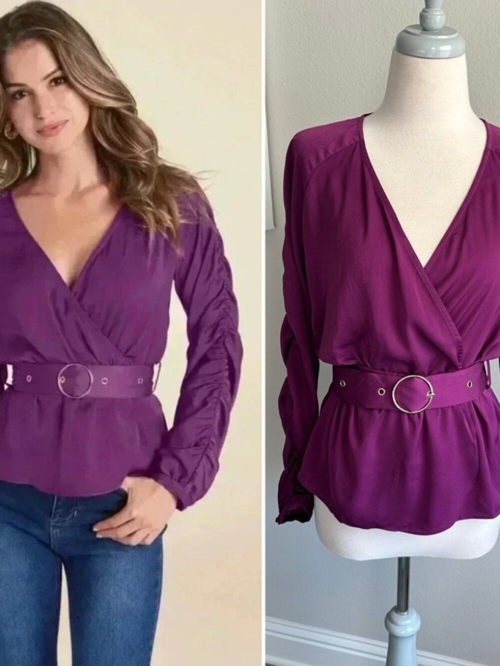 Venus, Tops, Venus Purple Blouse with Belt